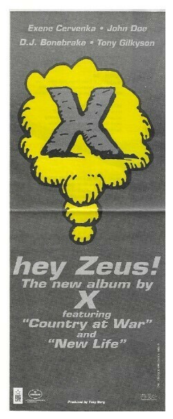 X / Hey Zeus! | Magazine Ad | August 1993