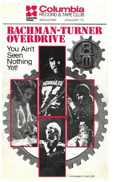 Columbia Record + Tape Club / Bachman-Turner Overdrive | Catalog | January 1975