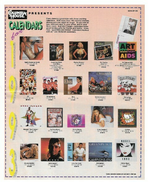 Columbia House / Calendars for 1993 | Catalog | 1992