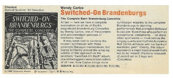 Carlos, Wendy / Switched-On Brandenburgs | Magazine Ad | Summer 1980