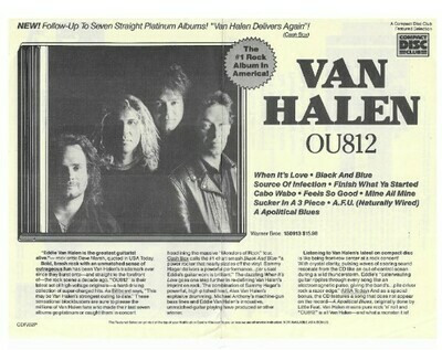 Van Halen / OU812 | Compact Disc Club | Magazine Ad | 1988