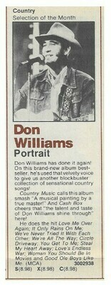 Williams, Don / Portrait | Columbia Record + Tape Club | Magazine Ad | April 1980