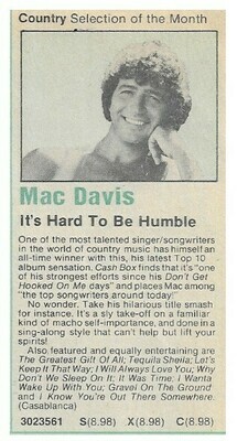 Davis, Mac / It&#39;s Hard to be Humble | Magazine Ad | September 1980