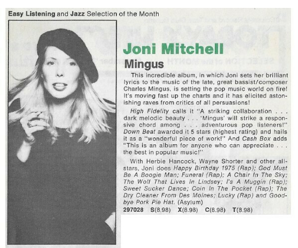 Mitchell, Joni / Mingus | Columbia Record + Tape Club | Magazine Ad | November 1979