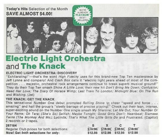 Electric Light Orchestra / Discovery | Columbia Record + Tape Club | Magazine Ad | November 1979 | with The Knack