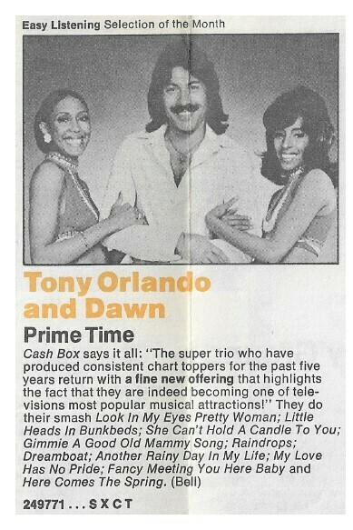 Orlando, Tony (+ Dawn) / Prime Time | Columbia Record + Tape Club | Magazine Ad | June 1975