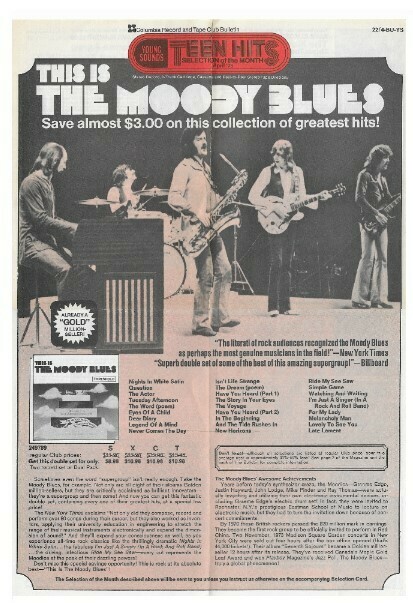 Moody Blues, The / This Is The Moody Blues | Columbia Record + Tape Club | Magazine Ad | April 1975