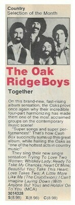 Oak Ridge Boys / Together | Columbia Record + Tape Club | Magazine Ad | August 1980