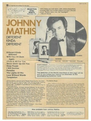 Mathis, Johnny / Different Kinda Different | Columbia Record + Tape Club | Magazine Ad | November 1980