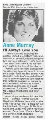 Murray, Anne / I&#39;ll Always Love You | Columbia Record + Tape Club | Magazine Ad | 1980