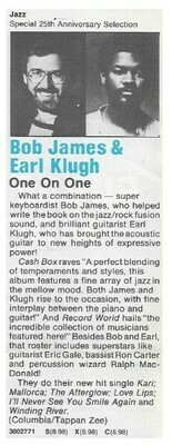 James, Bob / One On One | Columbia Record + Tape Club | Magazine Ad | 1980 | with Earl Klugh
