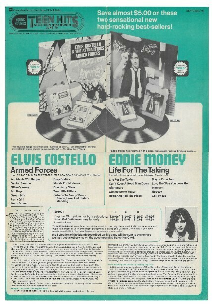 Costello, Elvis / Armed Forces | Columbia Record + Tape Club | Magazine Ad | June 1979 | with Eddie Money