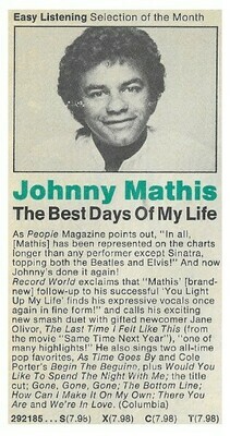 Mathis, Johnny / The Best Days of My Life | Columbia Record + Tape Club | Magazine Ad | June 1979