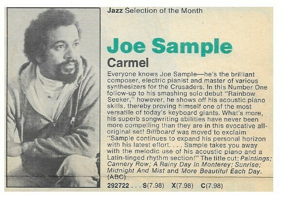 Sample, Joe / Carmel | Columbia Record + Tape Club | Magazine Ad | June 1979