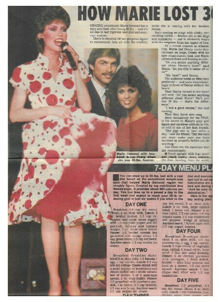 Osmond, Marie / How Marie Lost 30 Lbs. | Magazine Article with 2 Photos | August 1984 | Part 1