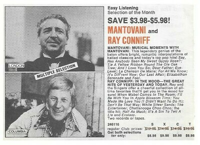 Mantovani / Musical Moments with Mantovani | Columbia Record + Tape Club | Magazine Ad | 1974 | with Ray Conniff