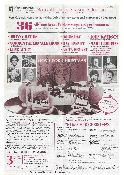 Various Artists / Home For Christmas | Columbia Record + Tape Club | Magazine Ad | Christmas 1979