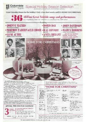 Various Artists / Home For Christmas | Columbia Record + Tape Club | Magazine Ad | Christmas 1979