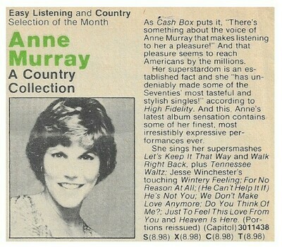 Murray, Anne / A Country Collection | Columbia Record + Tape Club | Magazine Ad | July 1980