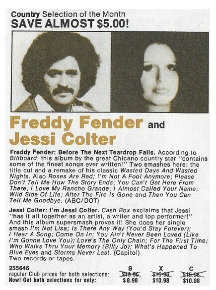 Fender, Freddy / Before the Next Teardrop Falls | Columbia Record + Tape Club | Magazine Ad | September 1975 | with Jessi Colter