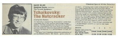 Davis, Andrew / Tchaikovsky: The Nutcracker | Columbia Record + Tape Club | Magazine Ad | Winter 1980