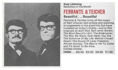 Ferrante + Teicher / Beautiful...Beautiful | Columbia Record + Tape Club | Magazine Ad | January 1975