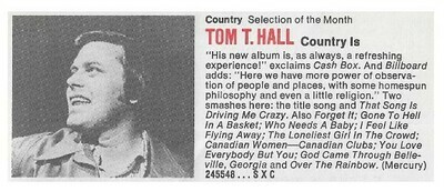 Hall, Tom T. / Country Is | Columbia Record + Tape Club | Magazine Ad | January 1975