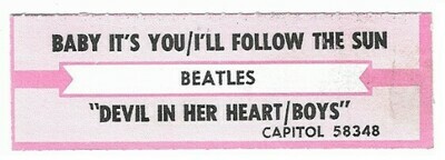 Beatles, The / Baby It's You | Capitol 58348 | Jukebox Title Strip | March 1995