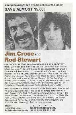 Croce, Jim / Photographs and Memories | Magazine Ad | February 1975 | with Rod Stewart