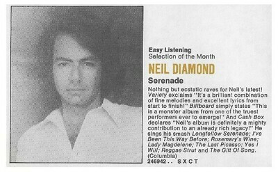 Diamond, Neil / Serenade | Magazine Ad | March 1975