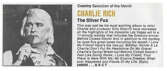 Rich, Charlie / The Silver Fox | Magazine Ad | March 1975