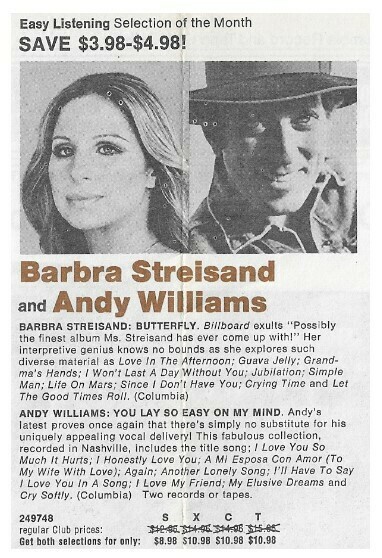 Streisand, Barbra / Butterfly | Magazine Ad | February 1975 | with Andy Williams