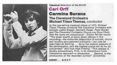 Tilson Thomas, Michael / Carmina Burana | Magazine Ad | August 1975