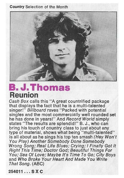 Thomas, B.J. / Reunion / 1975
