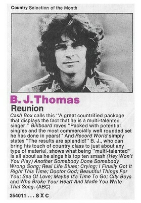 Thomas, B.J. / Reunion / 1975