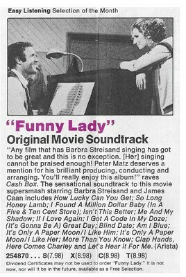 Streisand, Barbra / Funny Lady (Soundtrack) | Magazine Ad | August 1975