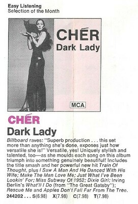 Cher / Dark Lady | Magazine Ad | Fall 1974