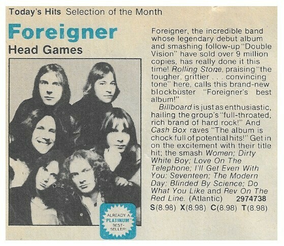 Foreigner / Head Games | Magazine Ad | June 1980