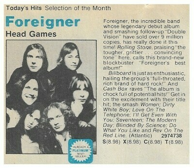 Foreigner / Head Games | Magazine Ad | June 1980