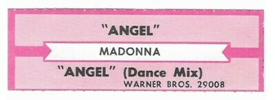 Madonna / Angel | Warner Bros. 29008 | Jukebox Title Strip | April 1985