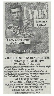 Cyrus, Billy Ray / Achy Breaky Heart Tour - Iowa Show | Newspaper Ad | June 1993