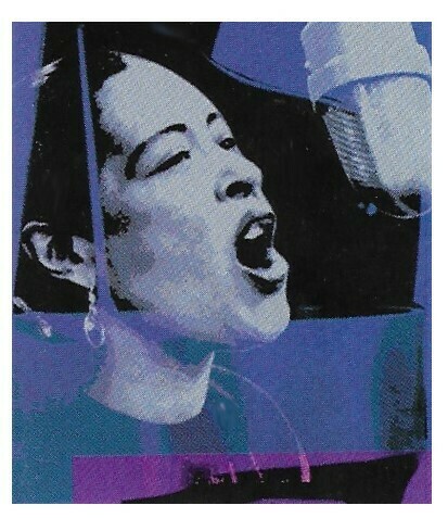 Holiday, Billie / Singing Into Microphone, Blue-Purple Tones | Magazine Photo