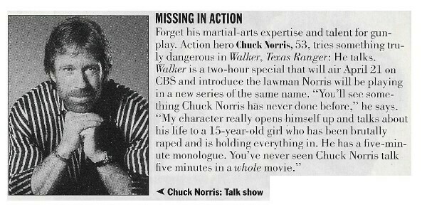 Norris, Chuck / Missing in Action | Magazine Article | April 1993