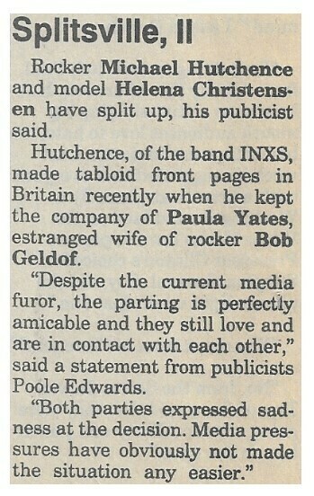 INXS / Splitsville, II | Newspaper Article | March 1995