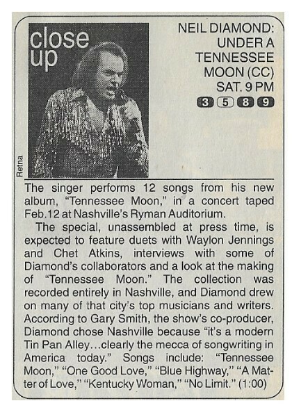 Diamond, Neil / Under a Tennessee Moon (Close Up) | Magazine Article | 1996