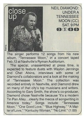 Diamond, Neil / Under a Tennessee Moon (Close Up) | Magazine Article | 1996