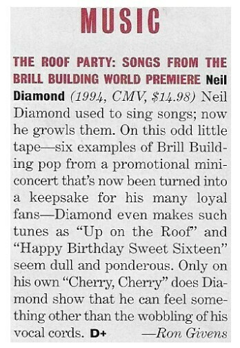 Diamond, Neil / The Roof Party | Magazine Review | March 1994