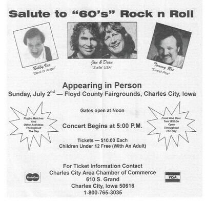 Jan + Dean / Salute to 60s Rock and Roll | Concert Ad | for July 2, 1995 Show