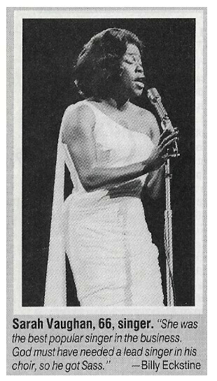 Vaughan, Sarah / On Stage-Quote by Billy Eckstine | Magazine Photo | 1990