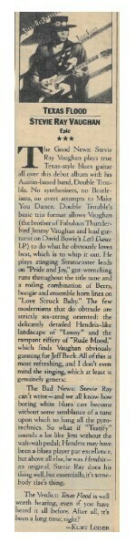 Vaughan, Stevie Ray / Texas Flood | Magazine Review | August 1983